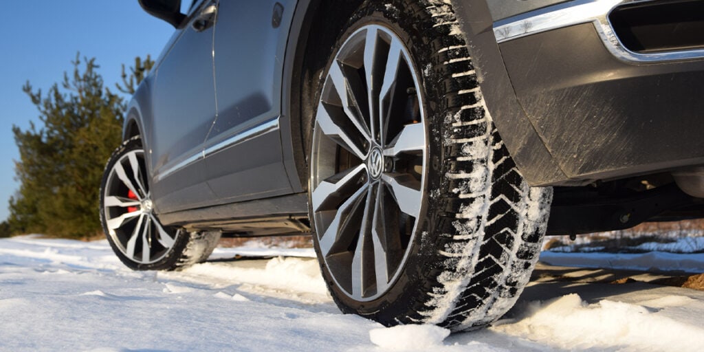 winter tires on a car in Winnipeg