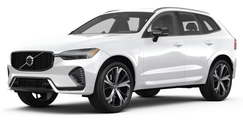 2025 Volvo XC60 in white at 3/4 view.