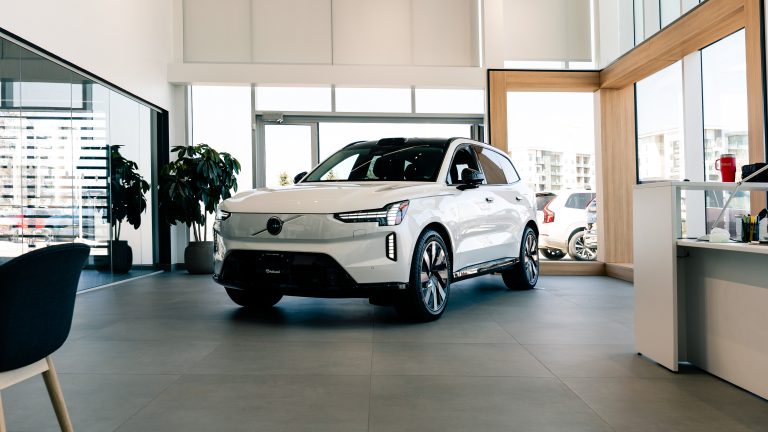 Volvo SUV in bright showroom