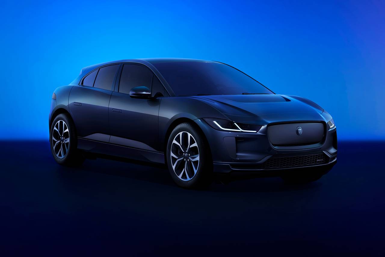 2024 Jaguar I-Pace in a dim blue room