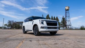 white 2025 Nissan Armada parked outside in empty lot