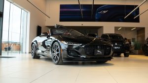 Black Jaguar F-TYPE in showroom
