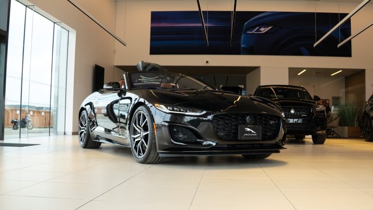 Black Jaguar F-TYPE in showroom