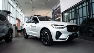 white 2026 Volvo XC60 in showroom