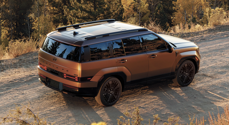 2026 hyundai sante fe driving down gravel road