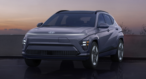 2026 hyundai ev kona parked with sunset in background