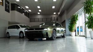 2026 green dodge charger parked in showroom